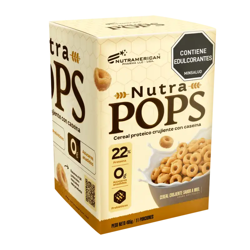 NUTRAMERICAN - NUTRA POPS 485g (Crunchy protein cereal with casein)