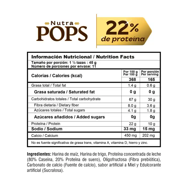 NUTRAMERICAN - NUTRA POPS 485g (Crunchy protein cereal with casein)